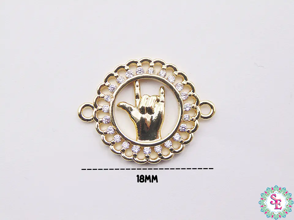 RODIO DORADO MANO ROCK CIRCÓN BLANCO 18MM 2
