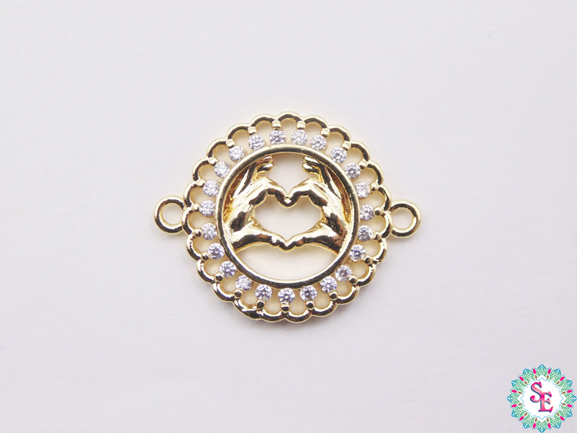 RODIO DORADO MANO CORAZON CIRCON BLANCO 18MM 1