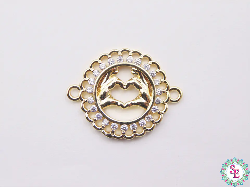 RODIO DORADO MANO CORAZON CIRCON BLANCO 18MM 1