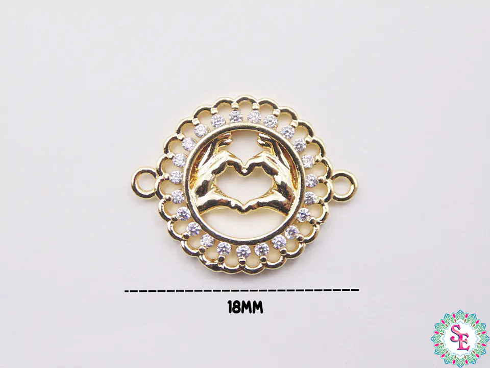 RODIO DORADO MANO CORAZON CIRCON BLANCO 18MM 2