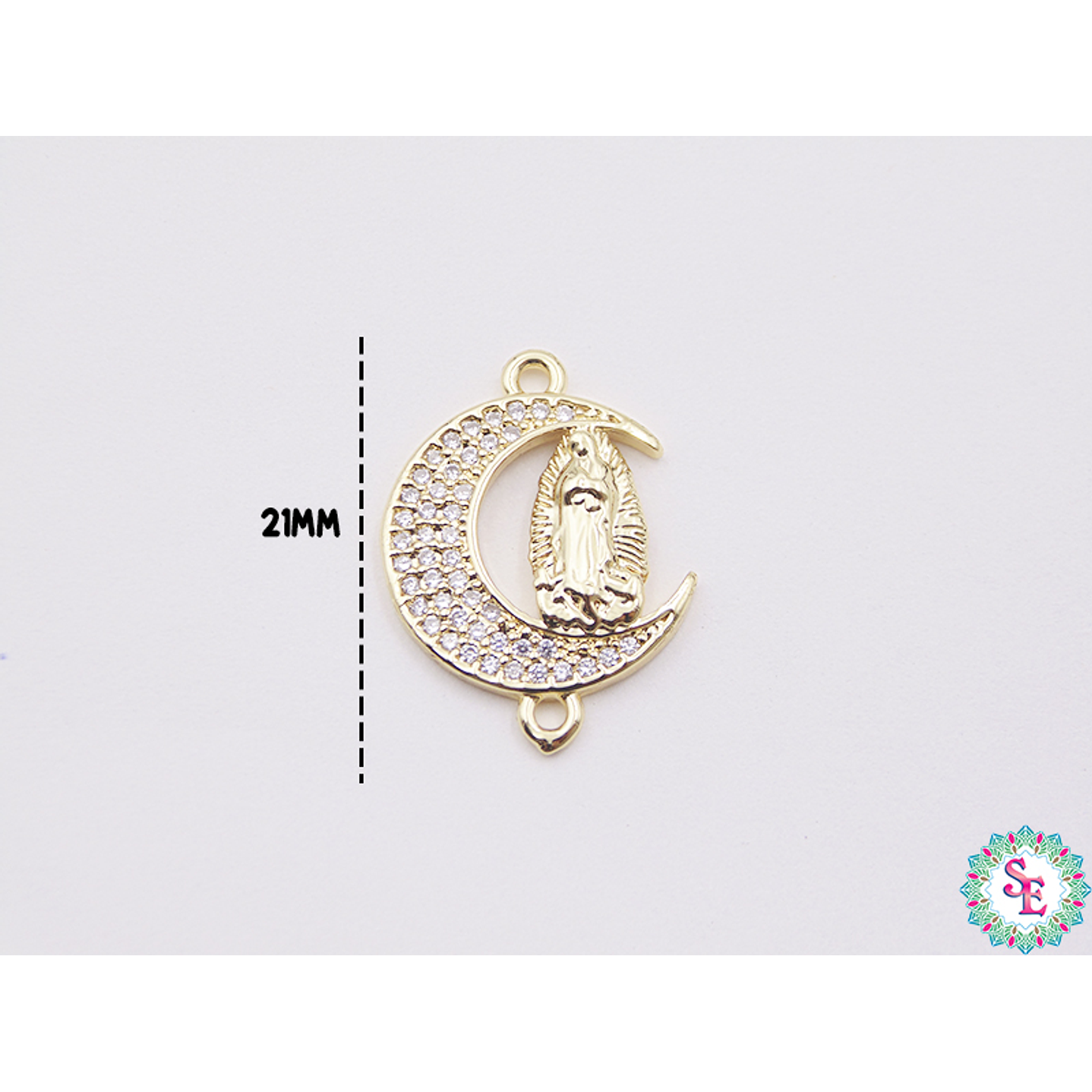 RODIO DORADO LUNA VIRGEN CIRCÓN BLANCO 21MM 2