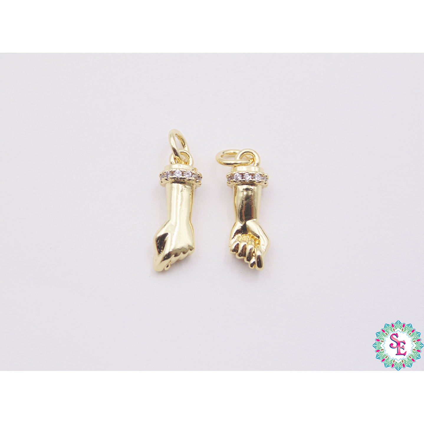 RODIO DORADO DIJE PUÑO CIRCON BLANCO 16MM 1