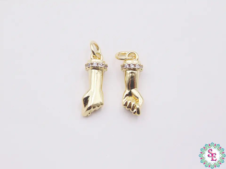 RODIO DORADO DIJE PUÑO CIRCON BLANCO 16MM 1