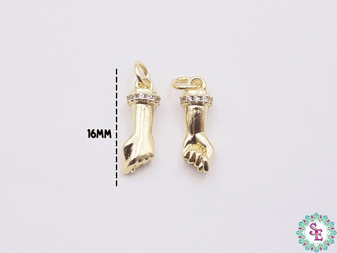 RODIO DORADO DIJE PUÑO CIRCON BLANCO 16MM