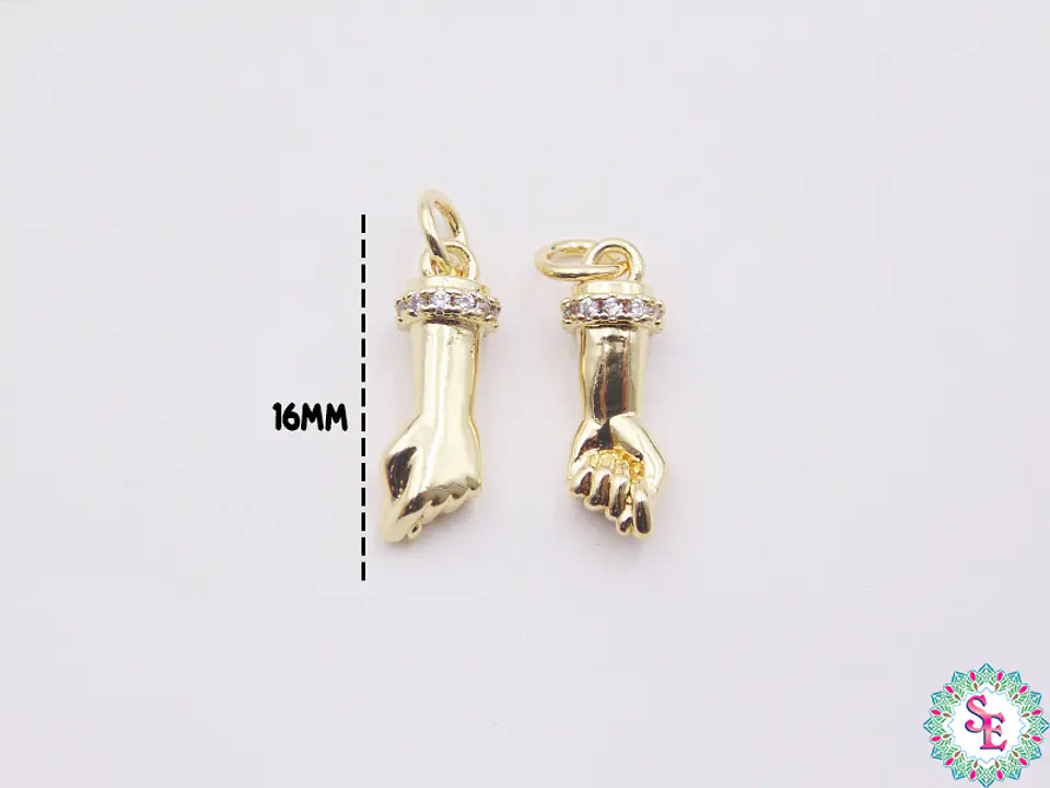 RODIO DORADO DIJE PUÑO CIRCON BLANCO 16MM 2