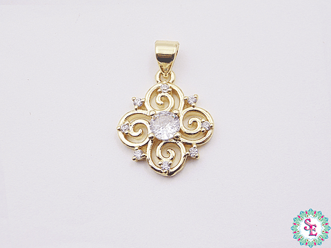 RODIO DORADO DIJE FLOR CIRCON BLANCO 18MM