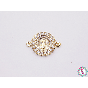 RODIO DORADO REDONDO VIRGEN GUADALUPE CIRCÓN BLANCO 15MM