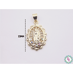 RODIO DORADO DIJE VIRGEN GUADALUPE CIRCON MIX 23MM