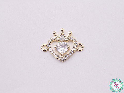 RODIO DORADO CENTRO CORAZÓN CORONA CIRCÓN BLANCO 18MM