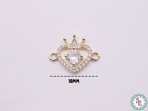 RODIO DORADO CENTRO CORAZÓN CORONA CIRCÓN BLANCO 18MM