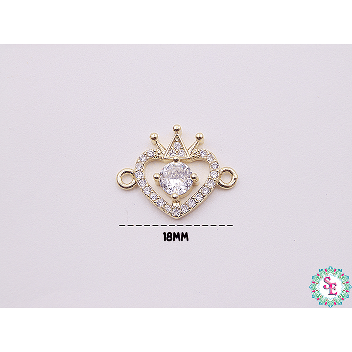 RODIO DORADO CENTRO CORAZÓN CORONA CIRCÓN BLANCO 18MM 2