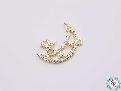 RODIO DORADA CENTRO LUNA ESTRELLAS CIRCÓN BLANCO 20MM