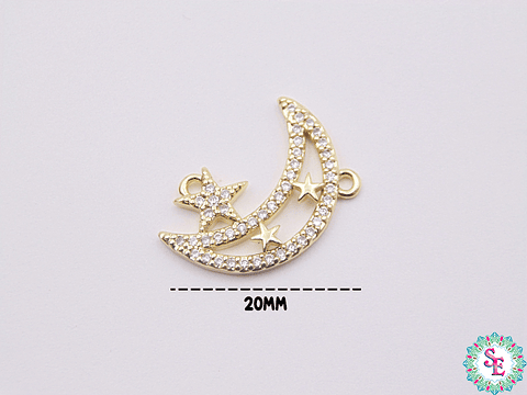 RODIO DORADA CENTRO LUNA ESTRELLAS CIRCÓN BLANCO 20MM