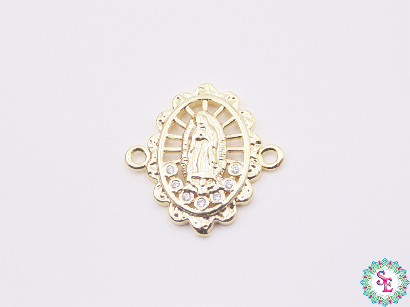 RODIO DORADA VIRGEN GUADALUPE CIRCÓN BLANCO 20MM 1