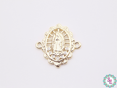 RODIO DORADA VIRGEN GUADALUPE CIRCÓN BLANCO 20MM