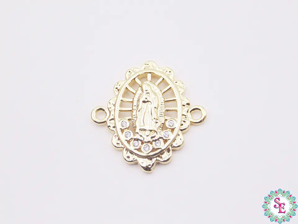 RODIO DORADA VIRGEN GUADALUPE CIRCÓN BLANCO 20MM 1