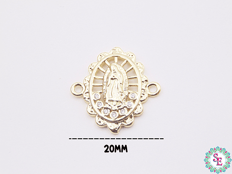 RODIO DORADA VIRGEN GUADALUPE CIRCÓN BLANCO 20MM