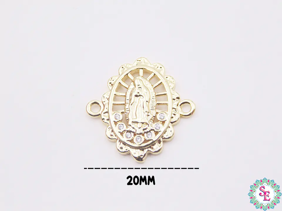 RODIO DORADA VIRGEN GUADALUPE CIRCÓN BLANCO 20MM 2