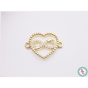 RODIO DORADA CORAZON INFINITO CIRCÓN BLANCO 23MM
