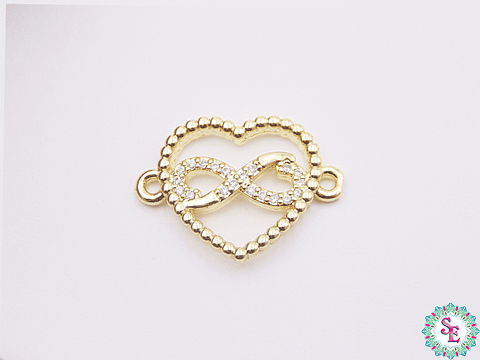 RODIO DORADA CORAZON INFINITO CIRCÓN BLANCO 23MM