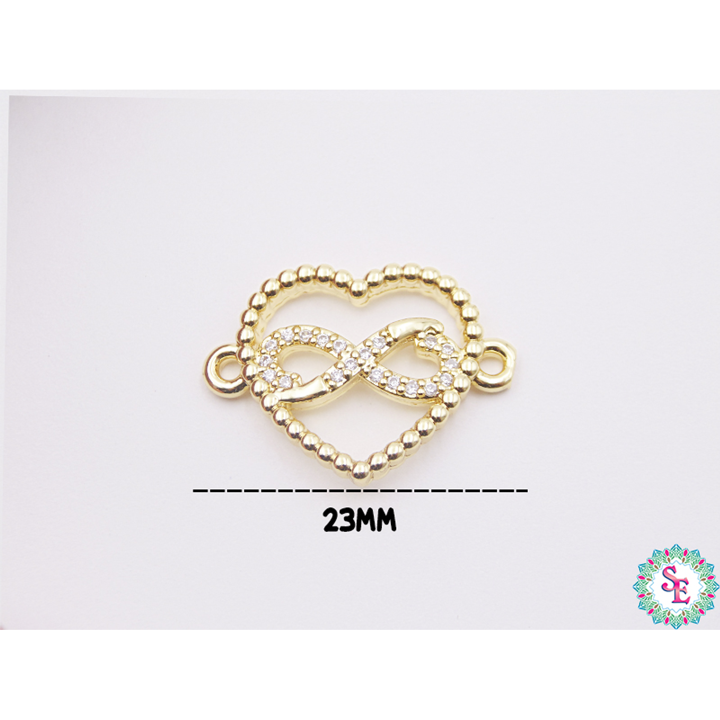 RODIO DORADA CORAZON INFINITO CIRCÓN BLANCO 23MM 2