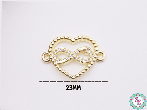 RODIO DORADA CORAZON INFINITO CIRCÓN BLANCO 23MM