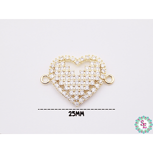 RODIO DORADA CENTRO CORAZON CIRCON BLANCO 25MM