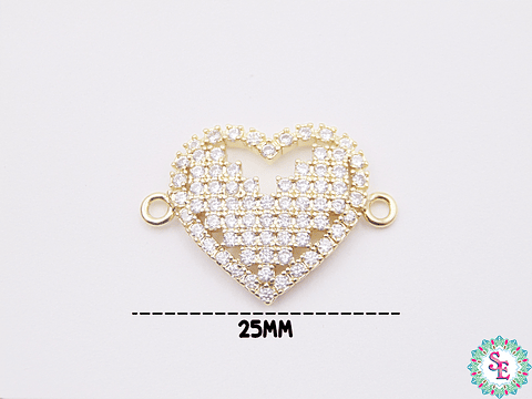 RODIO DORADA CENTRO CORAZON CIRCON BLANCO 25MM