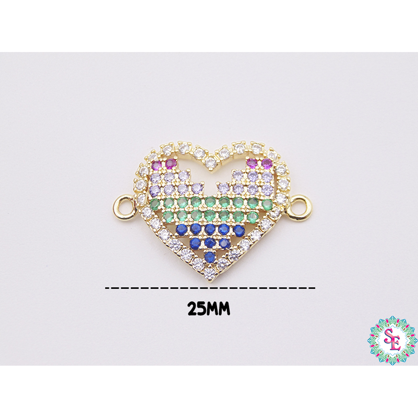 RODIO DORADO CORAZON CENTRO CIRCON MIX 25MM 2