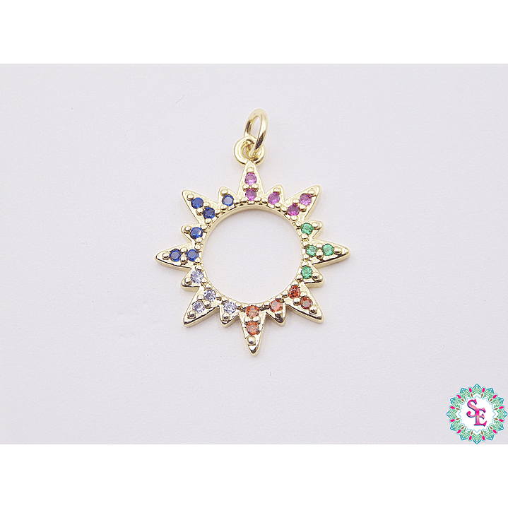 RODIO DORADO DIJE SOL CIRCON MIX 23MM 1