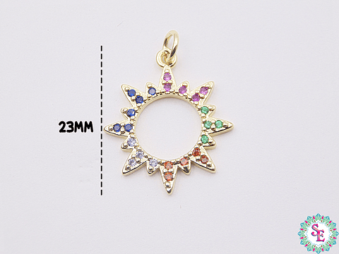 RODIO DORADO DIJE SOL CIRCON MIX 23MM