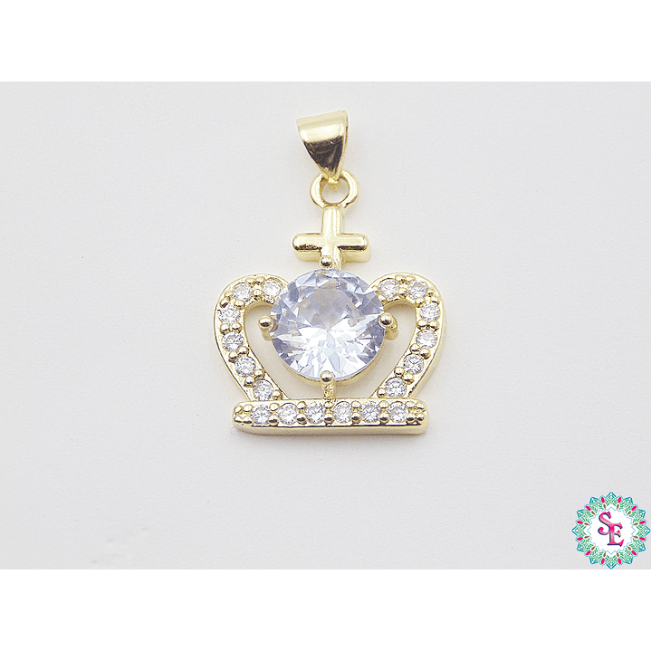 RODIO DORADO DIJE CORONA CIRCON GRANDE 22MM 1