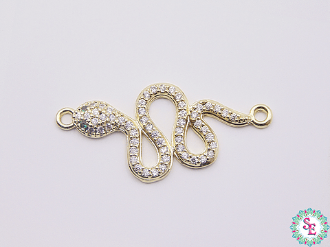 RODIO DORADO SERPIENTE OJOS VERDE CIRCON BLANCO 32MM