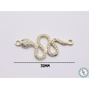 RODIO DORADO SERPIENTE OJOS VERDE CIRCON BLANCO 32MM