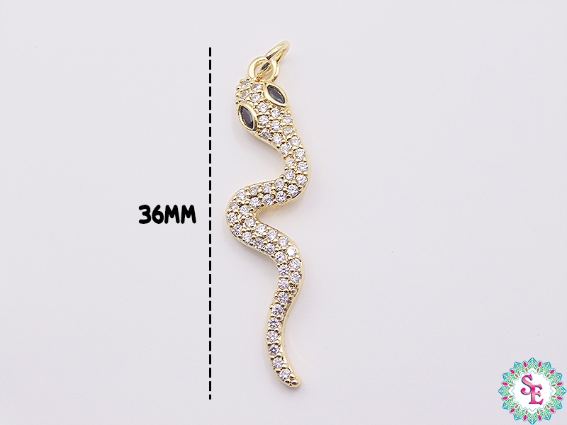 RODIO DORADO DIJE SERPIENTE CIRCON BLANCO 36MM 2