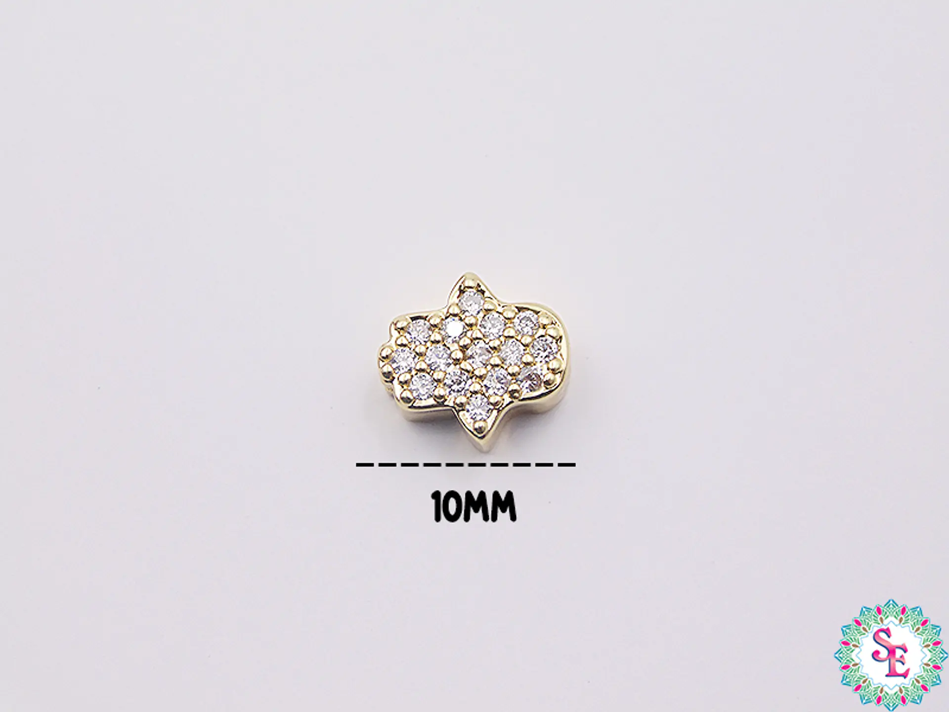 RODIO DORADO MANO HANS PEQUEÑA CIRCON BLANCO 10MM 2