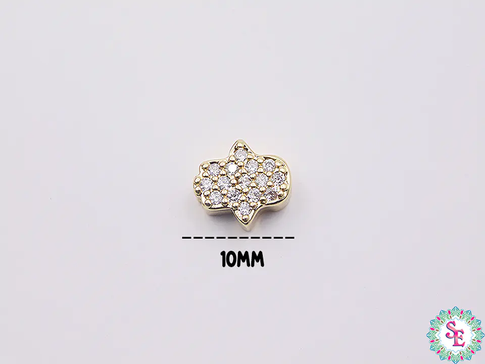 RODIO DORADO MANO HANS PEQUEÑA CIRCON BLANCO 10MM 2