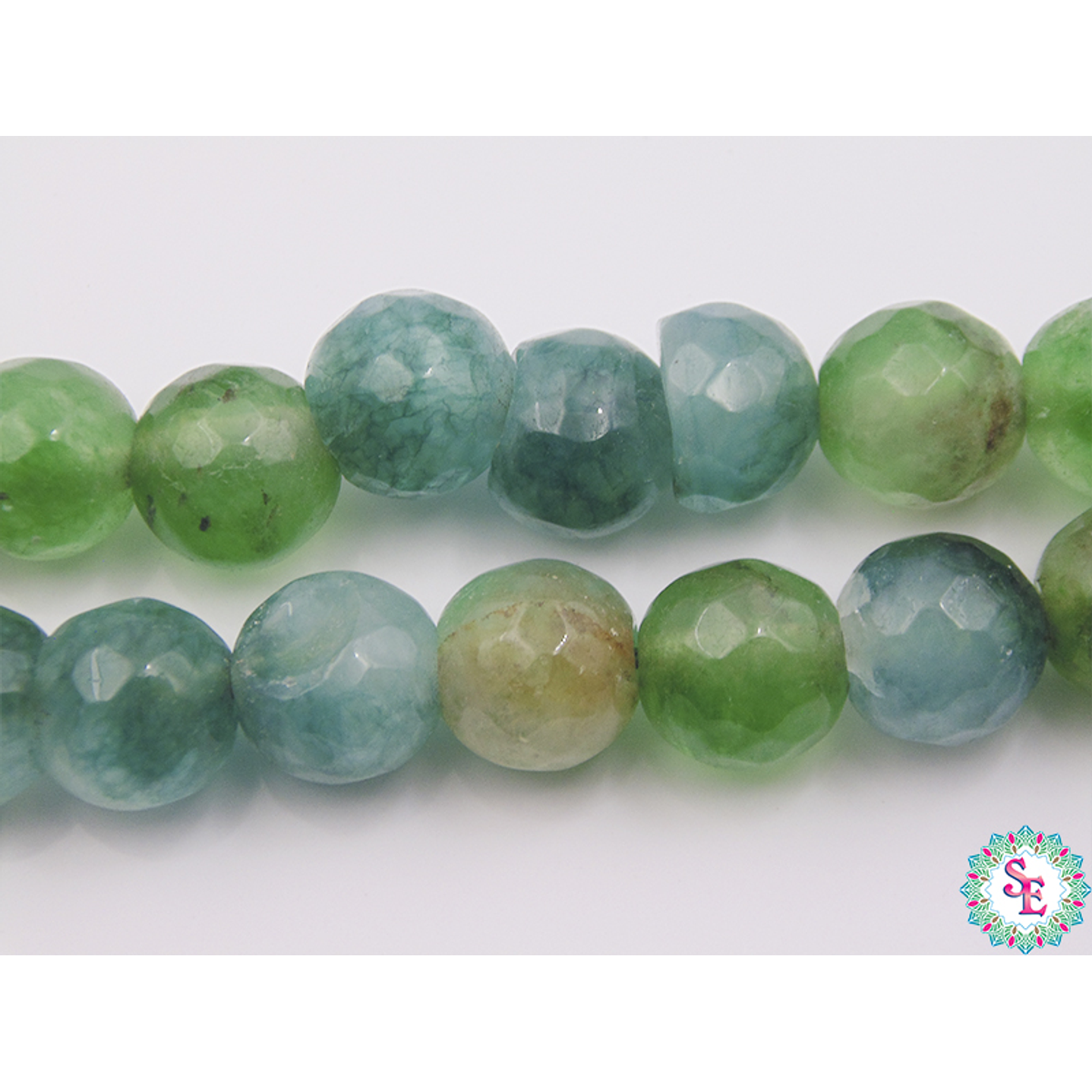 PIEDRA NATURAL FACETADA 10MM AGATA FUEGO VERDE CLARO 1