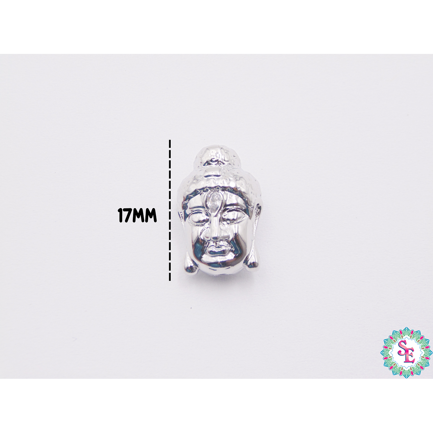 RODIO BUDA PLATEADO CIRCON FRENTE BLANCO 17MM 2