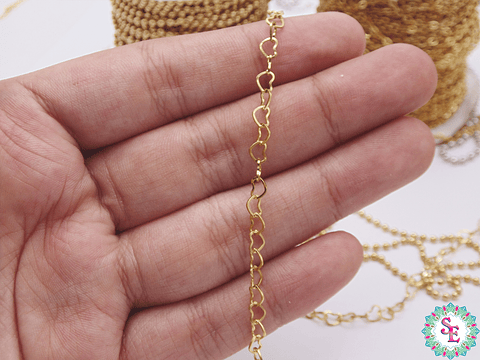 ACERO DORADO  CADENA CORAZON 4MM