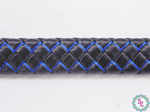 CUERO DE VACA TRENZADO 12*6MM NEGRO AZUL X 50CM