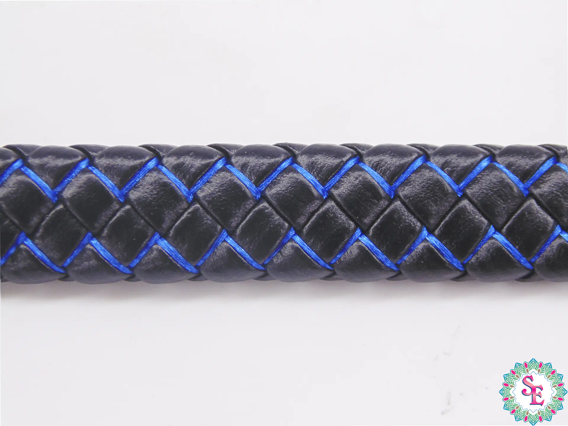CUERO DE VACA TRENZADO 12*6MM NEGRO AZUL X 50CM 2
