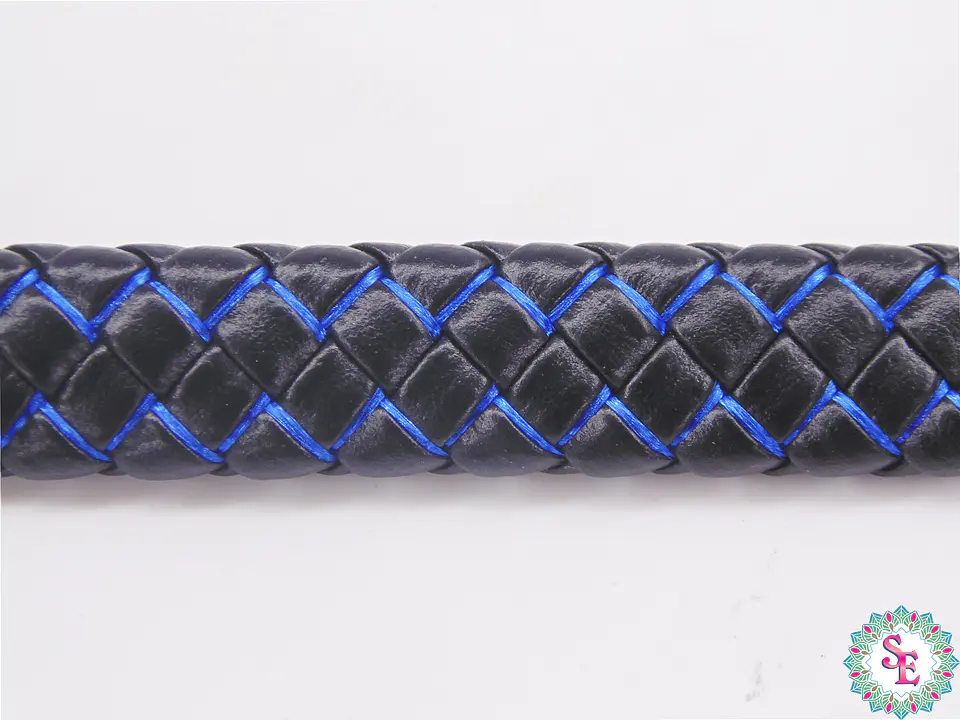 CUERO DE VACA TRENZADO 12*6MM NEGRO AZUL X 50CM 2