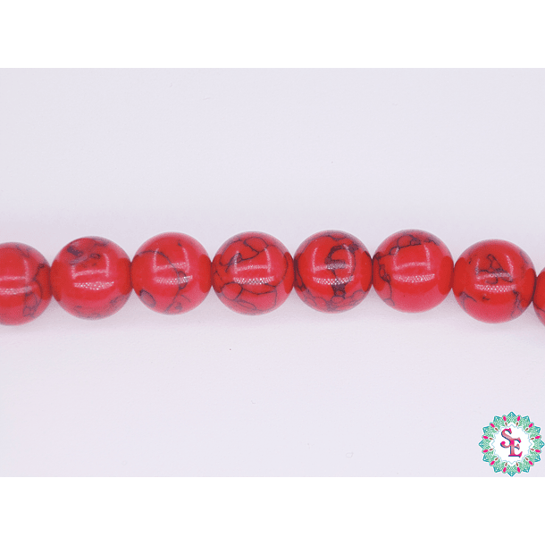 RED ROUND FOSSIL #10MM STRIP*43PC 1