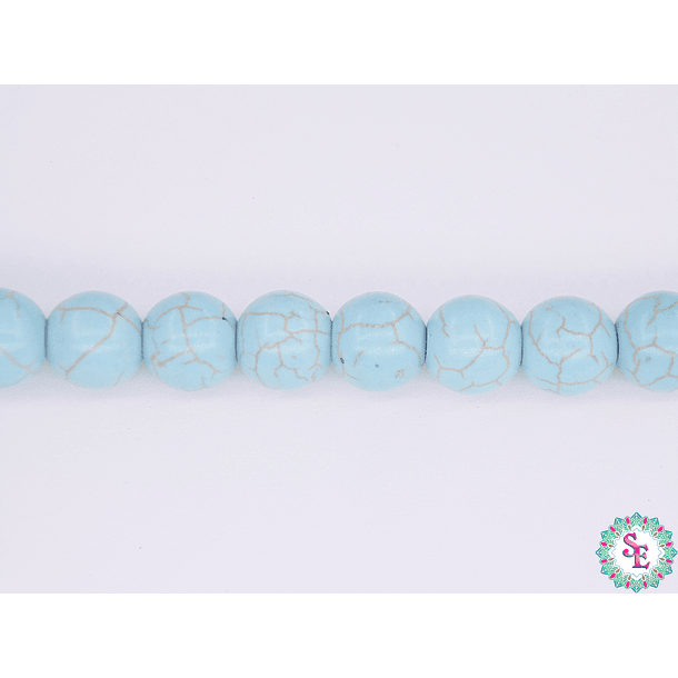 ROUND TURQUOISE FOSSIL #10MM STRING*43PC 1