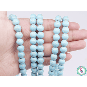 FOSIL REDONDO TURQUEZA  #10MM TIRA*43PC