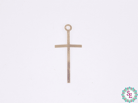 ORO GOLFI METALICO MINI DIJE CRUZ DELGADA 23MM 