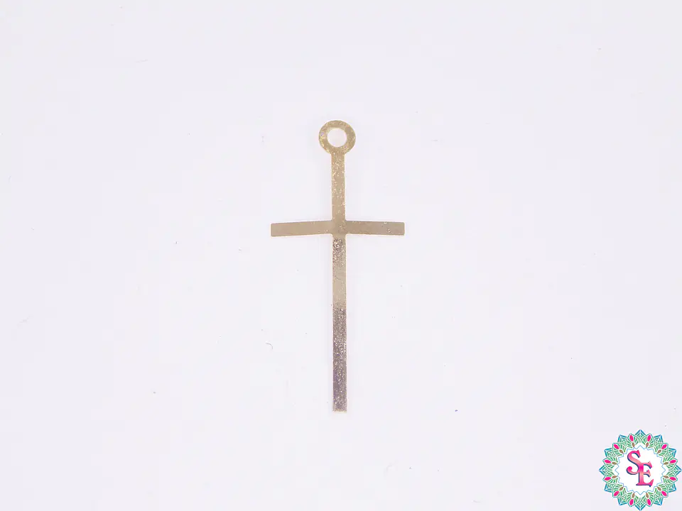 ORO GOLFI METALICO MINI DIJE CRUZ DELGADA 23MM  1