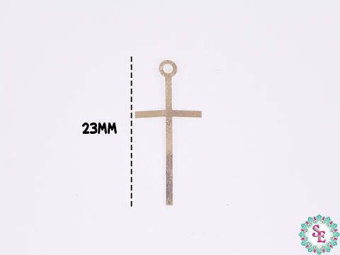 ORO GOLFI METALICO MINI DIJE CRUZ DELGADA 23MM 
