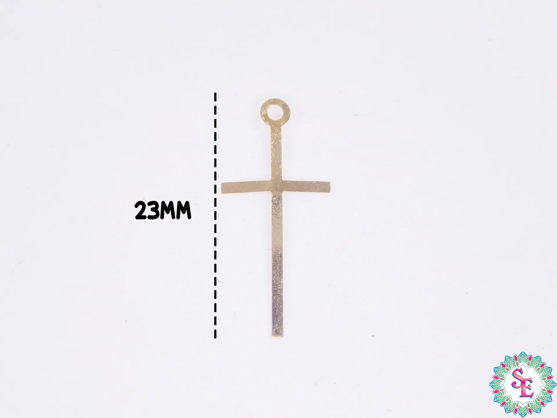 ORO GOLFI METALICO MINI DIJE CRUZ DELGADA 23MM  2